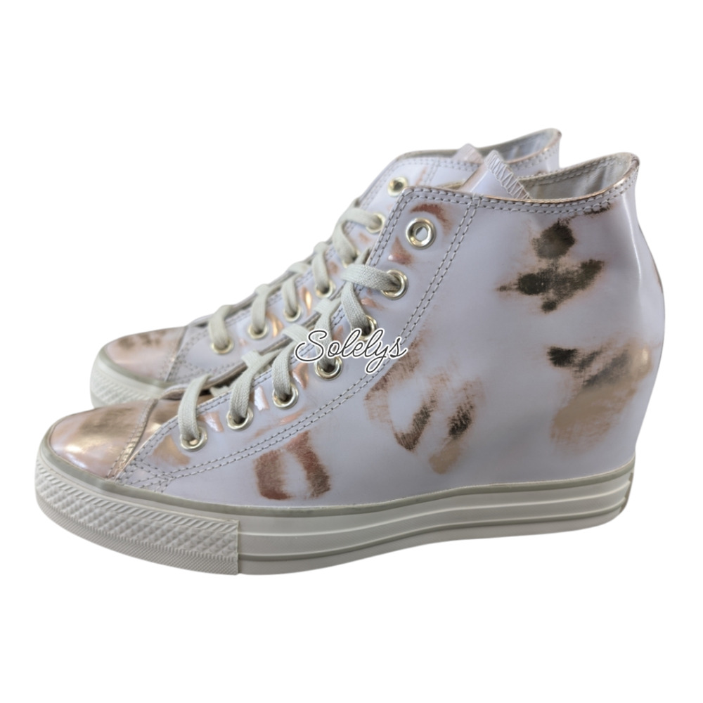 Converse 2016 Rare Lux Mid Hidden Wedge Brush Off Leather White Gold Sneaker 10 - Picture 4 of 10